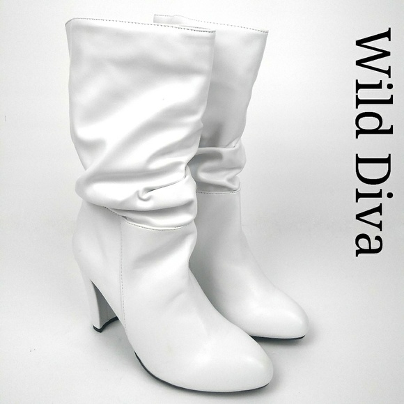 white scrunch boots